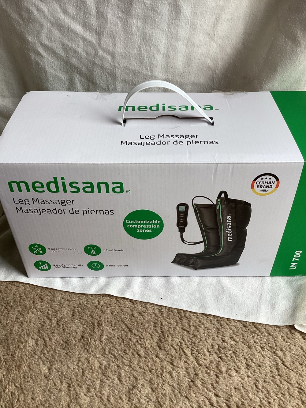 Black Leg Massager with Customizable Compression Zones